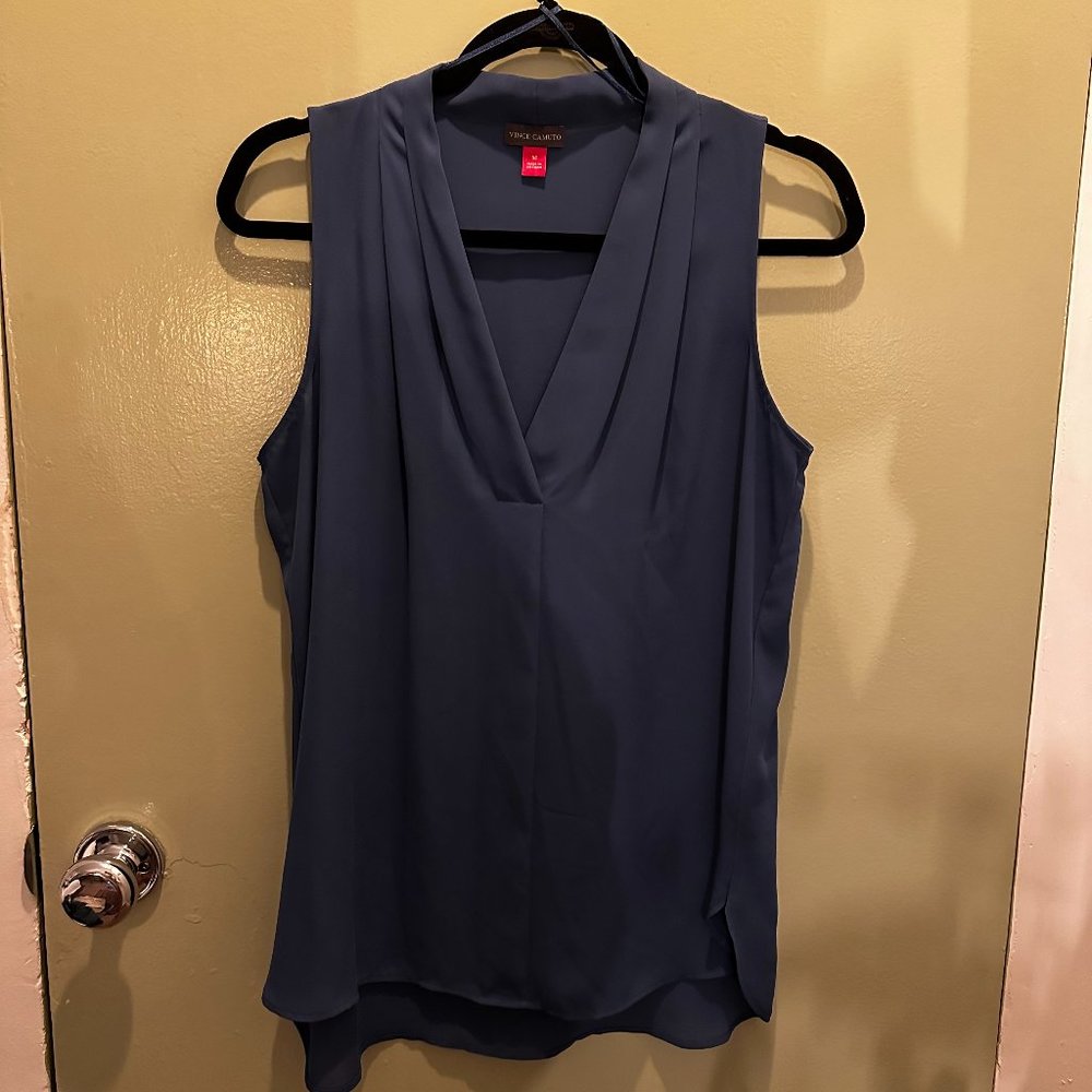 blue vince camuto sleeveless blouse